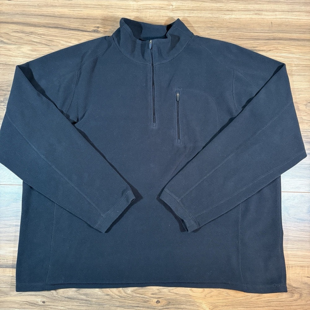 LL Bean Mens XXL Reg |Black| Trail Fitness 1/4 Zip Fleece Lightweight Pullover
